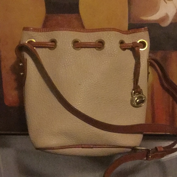 DOONEY & BOURKE Vintage Cream Bag: Cognac Tan Trim